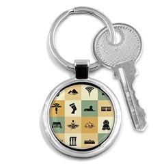 Egyptian Flat Style Icons Key Chain (round) by Wegoenart