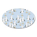 Cute Seagulls Seamless Pattern Light Blue Background Oval Magnet Front