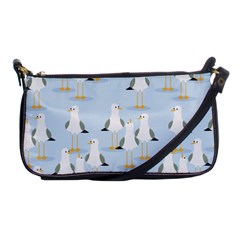 Cute Seagulls Seamless Pattern Light Blue Background Shoulder Clutch Bag by Wegoenart