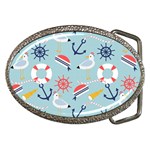 Nautical Marine Symbols Seamless Pattern Belt Buckles Front