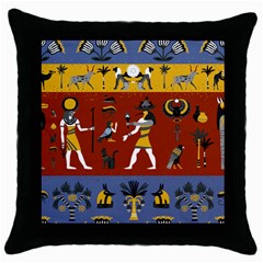 Ancient Egyptian Religion Seamless Pattern Throw Pillow Case (black) by Wegoenart