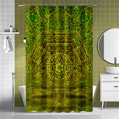 Gold Golden Sunset Mandala Shower Curtain 48  X 72  (small)  by pepitasart