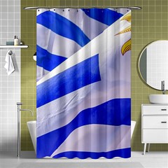 Uruguay Flags Waving Shower Curtain 48  X 72  (small)  by dflcprintsclothing