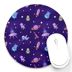 Space Seamless Pattern Round Mousepads by Vaneshart