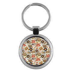 Music Retro Seamless Pattern Key Chain (round) by Vaneshart