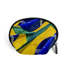 Brazil Flags Waving Background Accessory Pouch (small) by dflcprintsclothing