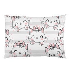 Cat With Bow Pattern Pillow Case (two Sides) by Vaneshart