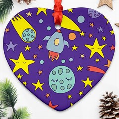 Card With Lovely Planets Heart Ornament (two Sides) by Vaneshart