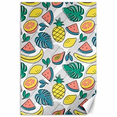 Seamless Pattern Tropical Fruit Banana Watermelon Papaya Lemon Orange Monstera Canvas 24  X 36  by Vaneshart