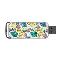 Seamless Pattern Tropical Fruit Banana Watermelon Papaya Lemon Orange Monstera Portable Usb Flash (one Side) by Vaneshart