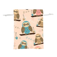 Seamless Pattern Owls Dream Cute Style Fabric Lightweight Drawstring Pouch (l) by Vaneshart