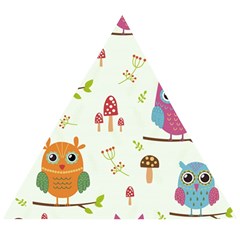 Forest Seamless Pattern With Cute Owls Wooden Puzzle Triangle by Vaneshart