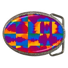 Gay Pride Rainbow Painted Abstract Squares Pattern Belt Buckles by VernenInk