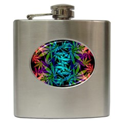 420 Ganja Pattern, Weed Leafs, Marihujana In Colors Hip Flask (6 Oz) by Casemiro