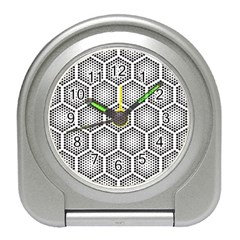 Halftone Tech Hexagons Seamless Pattern Travel Alarm Clock by BangZart