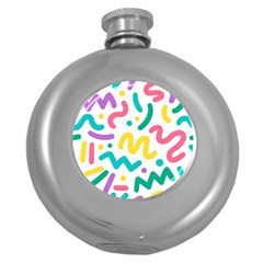 Abstract Pop Art Seamless Pattern Cute Background Memphis Style Round Hip Flask (5 Oz) by BangZart