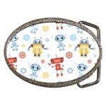 Cute cartoon robots seamless pattern Belt Buckles Front