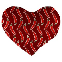 Chili Pattern Red Large 19  Premium Heart Shape Cushions by BangZart