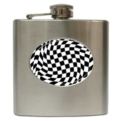 Weaving Racing Flag, Black And White Chess Pattern Hip Flask (6 Oz) by Casemiro