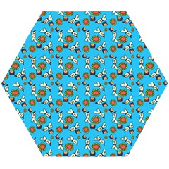 Clown Ghost Pattern Blue Wooden Puzzle Hexagon by snowwhitegirl