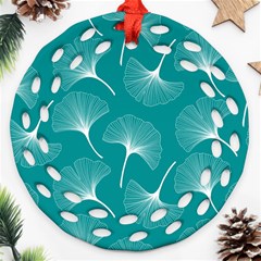 Whiteflowergreen Round Filigree Ornament (two Sides) by Dushan