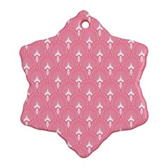 White And Pink Art-deco Pattern Ornament (snowflake) by Dushan