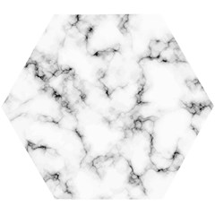 White Faux Marble Texture  Wooden Puzzle Hexagon by Dushan
