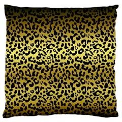 Gold And Black, Metallic Leopard Spots Pattern, Wild Cats Fur Large Flano Cushion Case (two Sides) by Casemiro