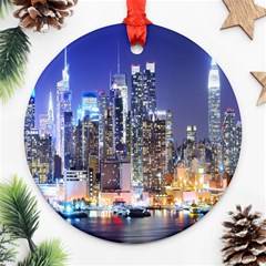 New-york Cityscape  Round Ornament (two Sides) by Dushan