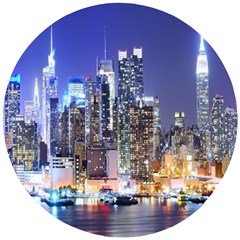 New-york Cityscape  Wooden Puzzle Round by Dushan