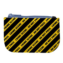 Warning Colors Yellow And Black - Police No Entrance 2 Large Coin Purse by DinzDas