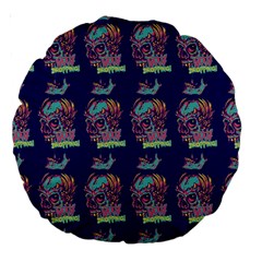 Jaw Dropping Horror Hippie Skull Large 18  Premium Round Cushions by DinzDas