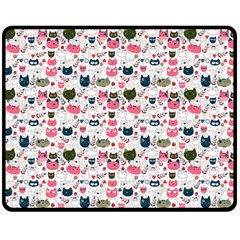 Adorable Seamless Cat Head Pattern01 Fleece Blanket (medium)  by TastefulDesigns