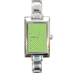 Pastel Green Lemon, White Polka Dots Pattern, Classic, Retro Style Rectangle Italian Charm Watch by Casemiro