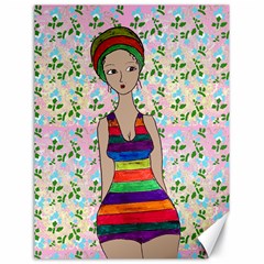 Tan Swimmer Flowerwall Canvas 18  X 24  by snowwhitegirl