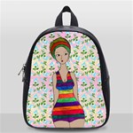 Tan Swimmer Flowerwall School Bag (Small) Front