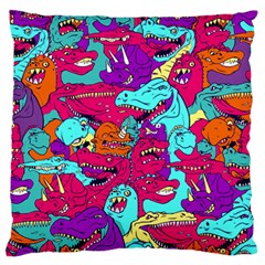 Dinos Large Flano Cushion Case (one Side) by Sobalvarro