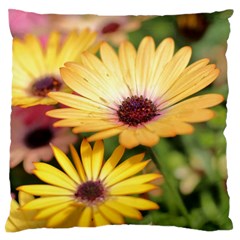 Yellow Flowers Large Flano Cushion Case (one Side) by Sparkle