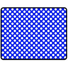 Dark Blue And White Polka Dots Pattern, Retro Pin-up Style Theme, Classic Dotted Theme Double Sided Fleece Blanket (medium)  by Casemiro