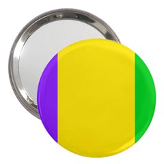 Carnival Mardi Gras Purple Yellow Green Stripes 3  Handbag Mirrors by yoursparklingshop