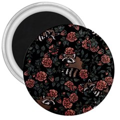 Raccoon Floral 3  Magnets by BubbSnugg