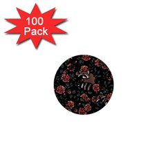 Raccoon Floral 1  Mini Buttons (100 Pack)  by BubbSnugg