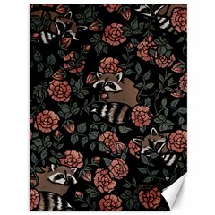 Raccoon Floral Canvas 36  X 48  by BubbSnugg