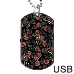 Raccoon Floral Dog Tag Usb Flash (one Side) by BubbSnugg