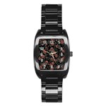 Raccoon Floral Stainless Steel Barrel Watch Front