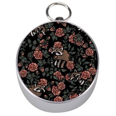 Raccoon Floral Silver Compasses by BubbSnugg