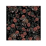 Raccoon Floral Small Satin Scarf (Square) Front