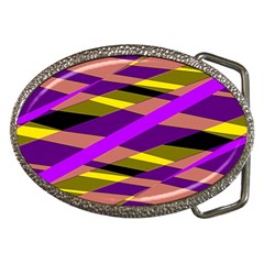 Abstract Geometric Blocks, Yellow, Orange, Purple Triangles, Modern Design Belt Buckles by Casemiro