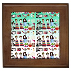 Kawaii Collage Green Ombre Framed Tile by snowwhitegirl