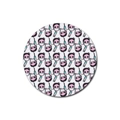 Doctor Pattern White Rubber Coaster (round)  by snowwhitegirl